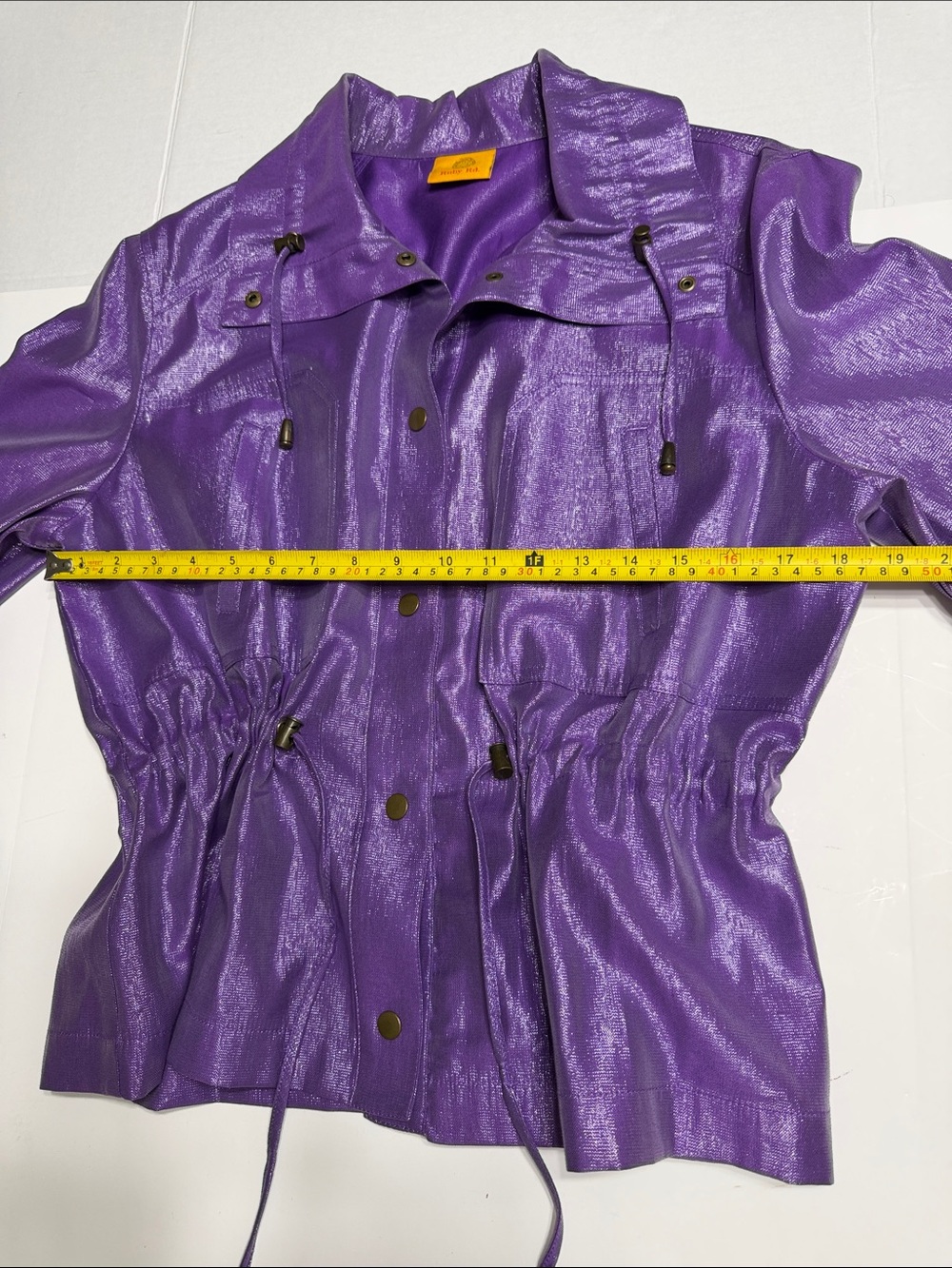 Ruby Rd. Shimmery iridescent Purple Drawstring Utility Jacket - Picture 8 of 14